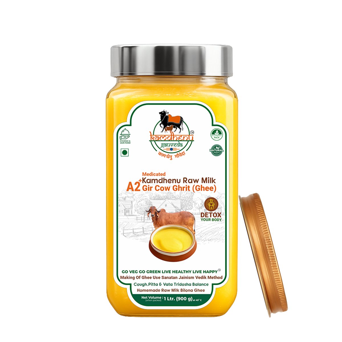A2+Kamdhenu-Gir-Cow-Ghee-Mokupfront A2 Gir Cow Ghee – Pure Bilona Desi cow Ghee 1kg - Image 1